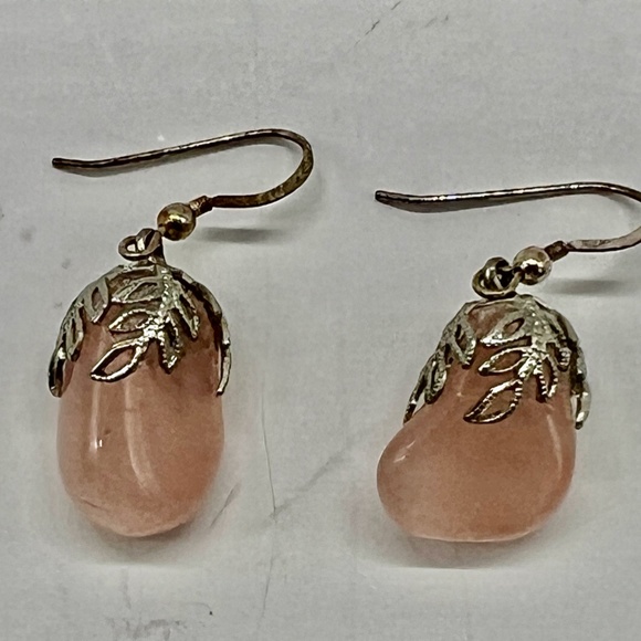 Vintage Rose Quartz with Silver Filagree Earrings for Pierced Ears - Picture 10 of 10